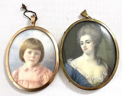 Lot 402 - Two miniatures in gilt metal frames