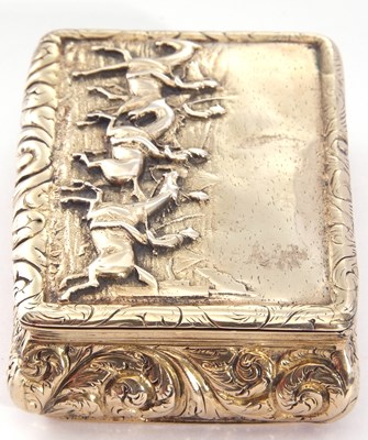 Lot 273 - George IV heavy cast silver gilt snuff box of...