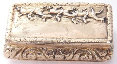 Lot 273 - George IV heavy cast silver gilt snuff box of...