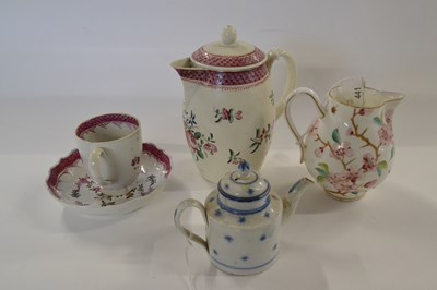 Lot 441 - A late 18th Century cream ware jug and cover...