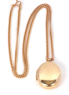 Lot 160 - A 9ct gold locket and chain, the plain oval...