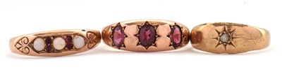 Lot 60 - Three gemset gold rings: to include a 9ct...