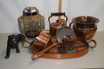 Lot 152 - Mixed Lot: Various copper wares, hanging light...