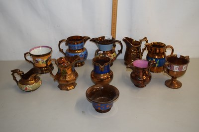 Lot 154 - Mixed Lot: Victorian copper lustre jugs