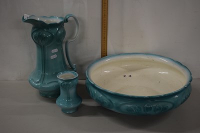 Lot 166 - A late Victorian turquoise glazed wash bowl,...