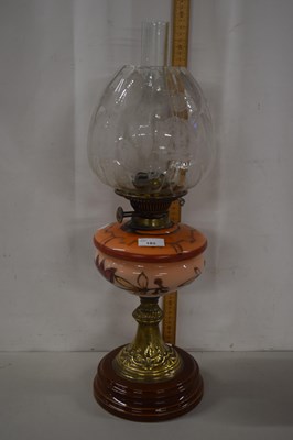 Lot 185 - Victorian  oil lamp with opaque glass font