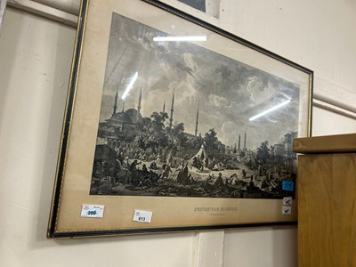 Lot 613 - A monochrome print Hippodrome, framed and glazed