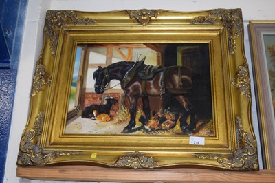 Lot 218 - Contemporary oil on board study of heavy horse