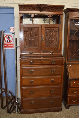 Lot 241 - Late 19th Century walnut combination cabinet...