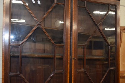 Lot 242 - An Edwardian mahogany bureau bookcase cabinet...