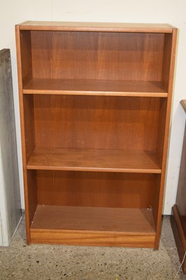 Lot 314 - Mid Century teak open front bookcase cabinet