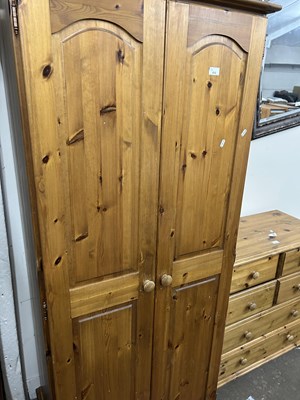 Lot 610 - Pine double door wardrobe