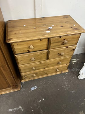 Lot 611 - Modern pine six drawer chest