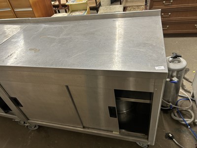Lot 641 - Industrial steel kitchen cabinet with sliding...