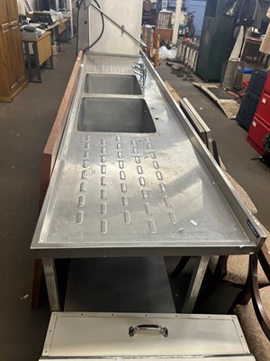 Lot 659 - An industrial steel double sink unit