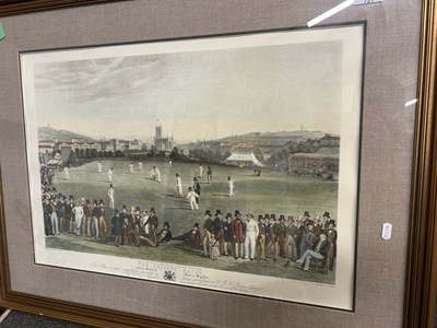 Lot 721 - Reproduction coloured print The Cricket Match