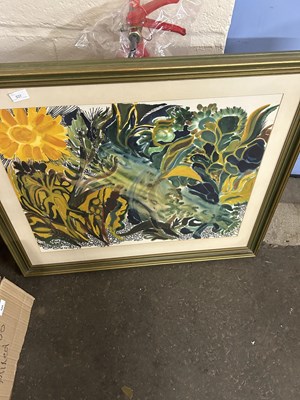 Lot 537 - Contemporary study of sunflowers, framed and...