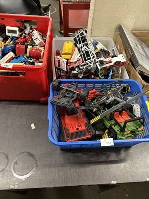 Lot 573 - Three boxes of assorted children's toys