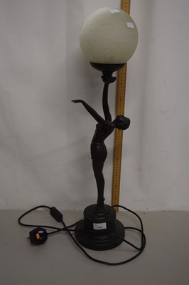 Lot 133 - Reproduction bronzed composition table lamp...