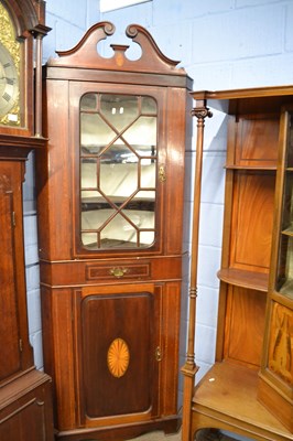 Lot 501 - An Edwardian mahogany corner display cabinet...