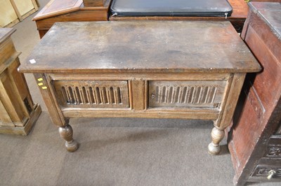 Lot 545 - An 17th Century oak two door cabinet on turned...