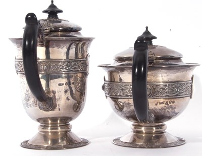 Lot 282 - George V Irish silver tea set of circular...
