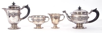 Lot 282 - George V Irish silver tea set of circular...