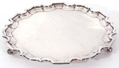 Lot 283 - Large George V silver salver of plain shaped...
