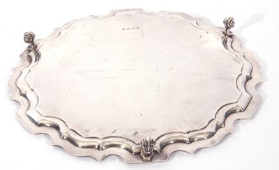 Lot 283 - Large George V silver salver of plain shaped...
