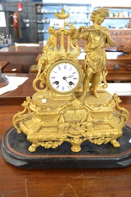 Lot 618 - A 19th Century French gilt metal mantel clock...