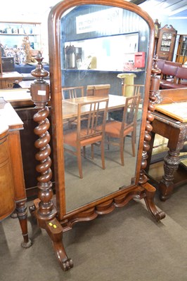 Lot 573 - A Victorian mahogany framed cheval mirror...