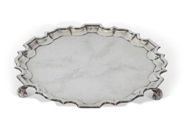 Lot 284 - George V silver salver of plain shaped...
