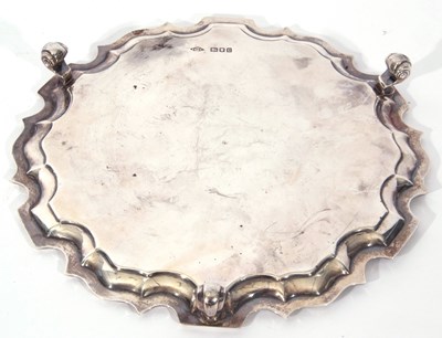 Lot 284 - George V silver salver of plain shaped...