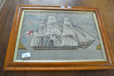 Lot 575 - A 19th Century sailors wool work picture of a...