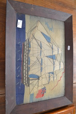 Lot 576 - A sailors wool work picture of a three masted...