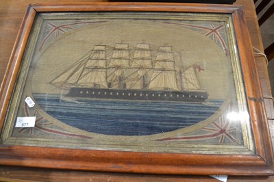 Lot 577 - A Victorian sailors needlework picture of a...