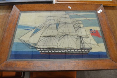 Lot 578 - A sailors needlework picture of a three masted...