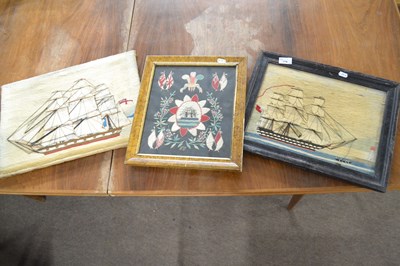 Lot 579 - A group of two sailors needlework pictures of...