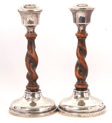 Lot 9 - A pair of George V silver and barley twist...