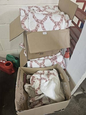 Lot 703 - Three boxes of lined curtains with ribbon design