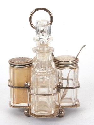 Lot 62 - A small Victorian four bottle cruet stand,...