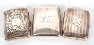 Lot 91 - A group of three silver cigarette cases,...