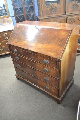 Lot 581 - George III mahogany bureau of typical form...