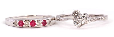 Lot 61 - An 18KT ruby and diamond ring and a diamond...