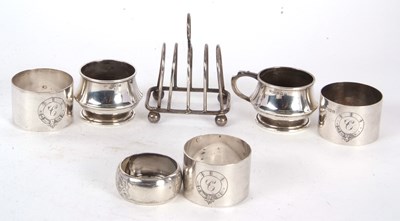 Lot 95 - Mixed Lot:  Three Edwardian silver serviette...