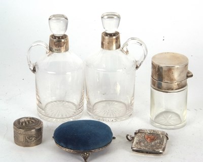 Lot 109 - Mixed Lot:  Two glass cruet bottles with...