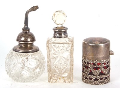 Lot 113 - Mixed Lot:  A cut glass globular atomiser with...