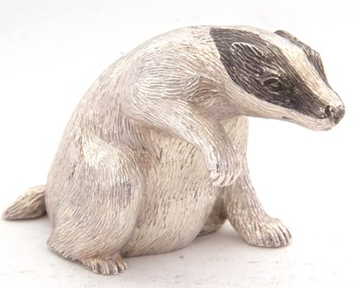 Lot 118 - An Elizabeth II solid silver model of a badger...