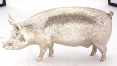 Lot 119 - An Elizabeth II silver model of a pig,...