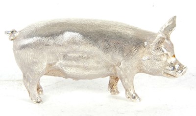 Lot 120 - An Elizabeth II silver model of a pig,...